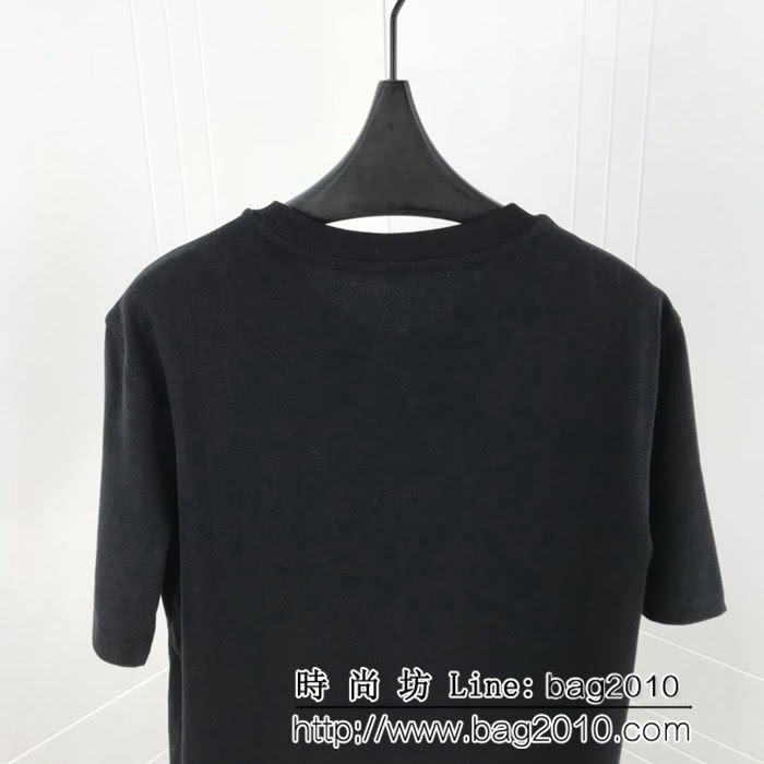 BURBERRY巴寶莉 19ss新款 Bbr字母刺繡拼接 格紋純棉汗布短袖 簡約百搭款 男女同款 ydi1704